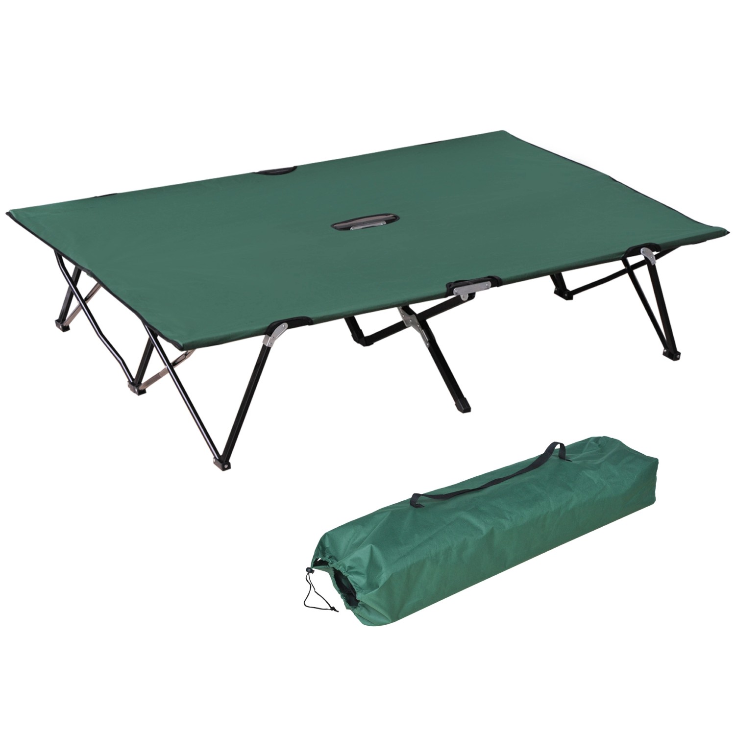 Thumbnail - Outsunny Campingbett Metall Oxfordstoff Schwarz 193L x 125B x 40H cm