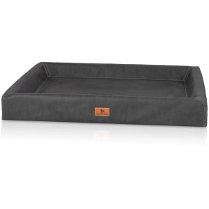 Knuffelwuff Hundebett Austin XL, orthopädisch, aus Kunstleder in Schwarz.