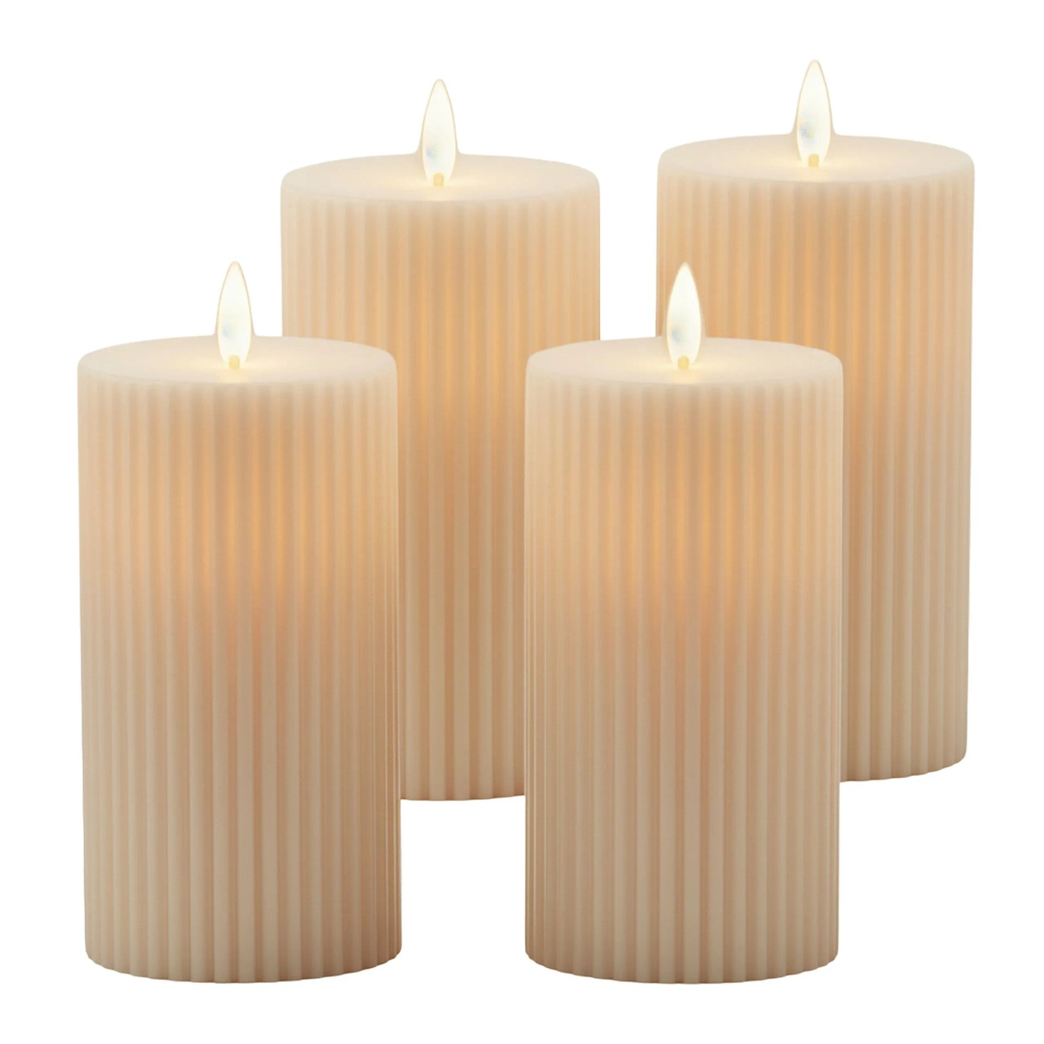 Relaxdays LED Kerzen 4er Set Kunststoff Champagner Flackernd 17,5 cm x 8 cm