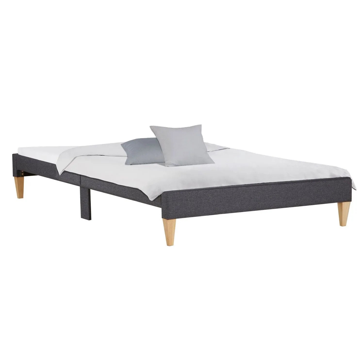 Homestyle4u Polsterbett mit Lattenrost 140x200 cm in Grau 2508