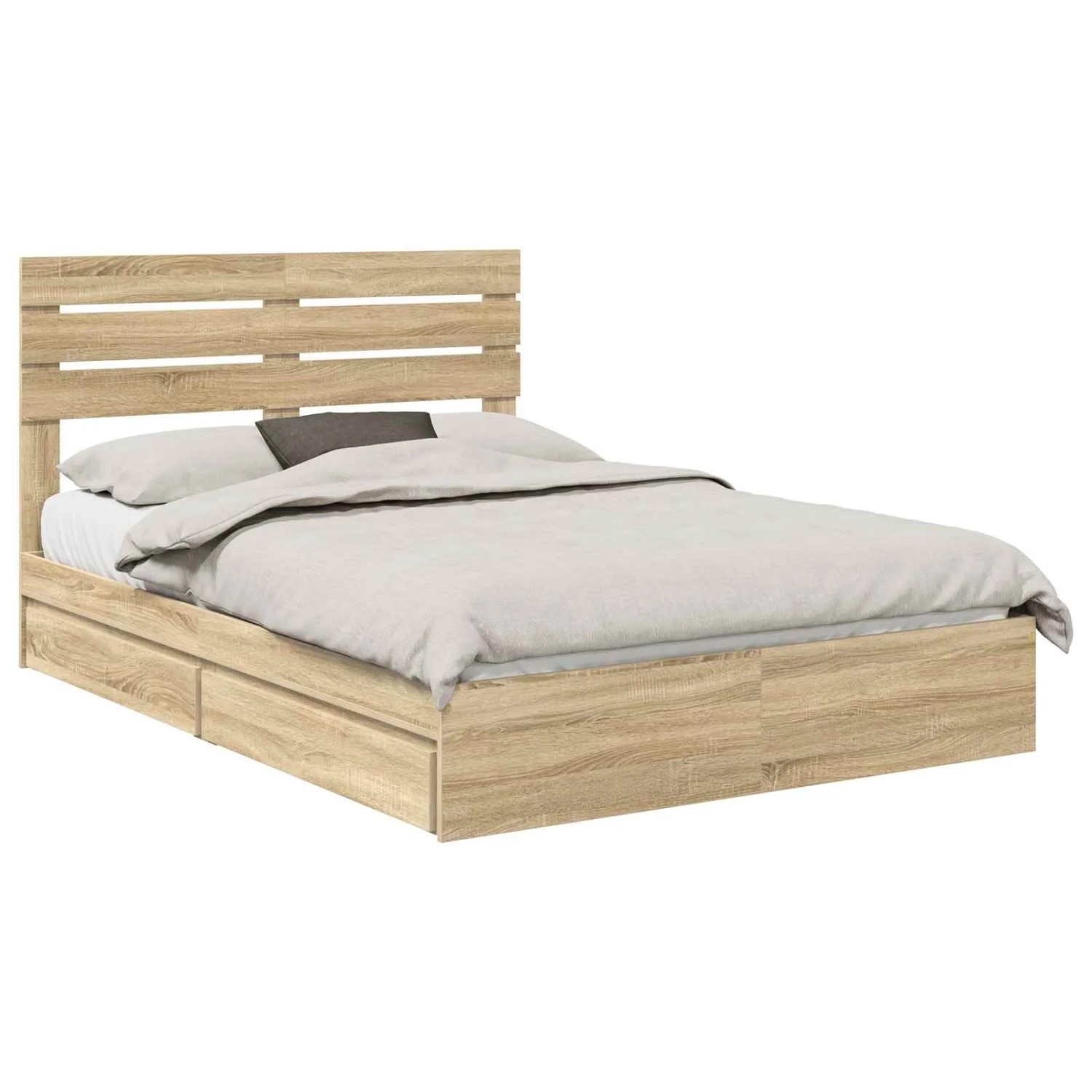 vidaXL Stauraumbett Sonoma-Eiche 150 x 200 cm Holzwerkstoff 3411560 günstig online kaufen
