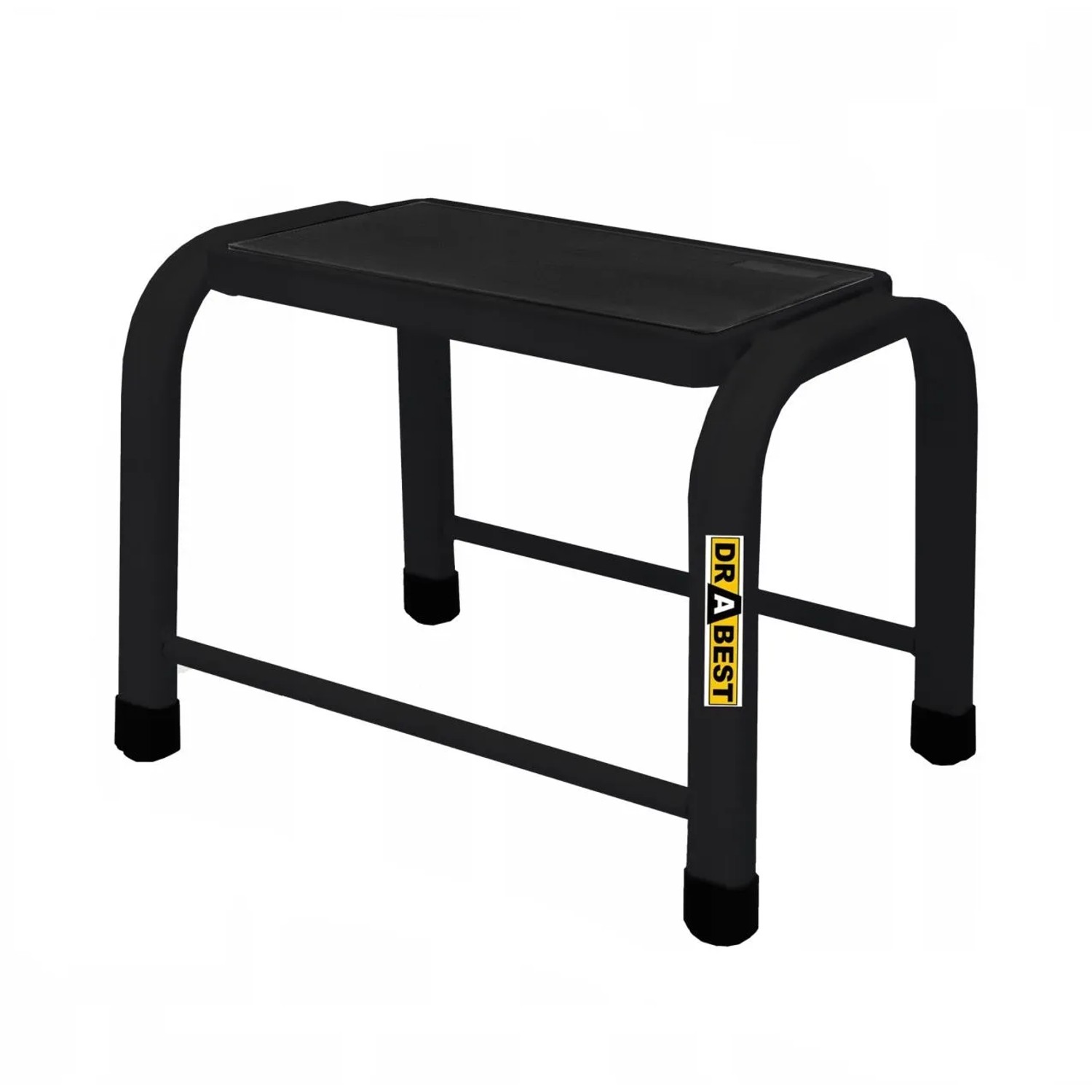 DRABEST Arbeitshocker Stahltritt Schwarz 1 Stufe Rutschhemmend