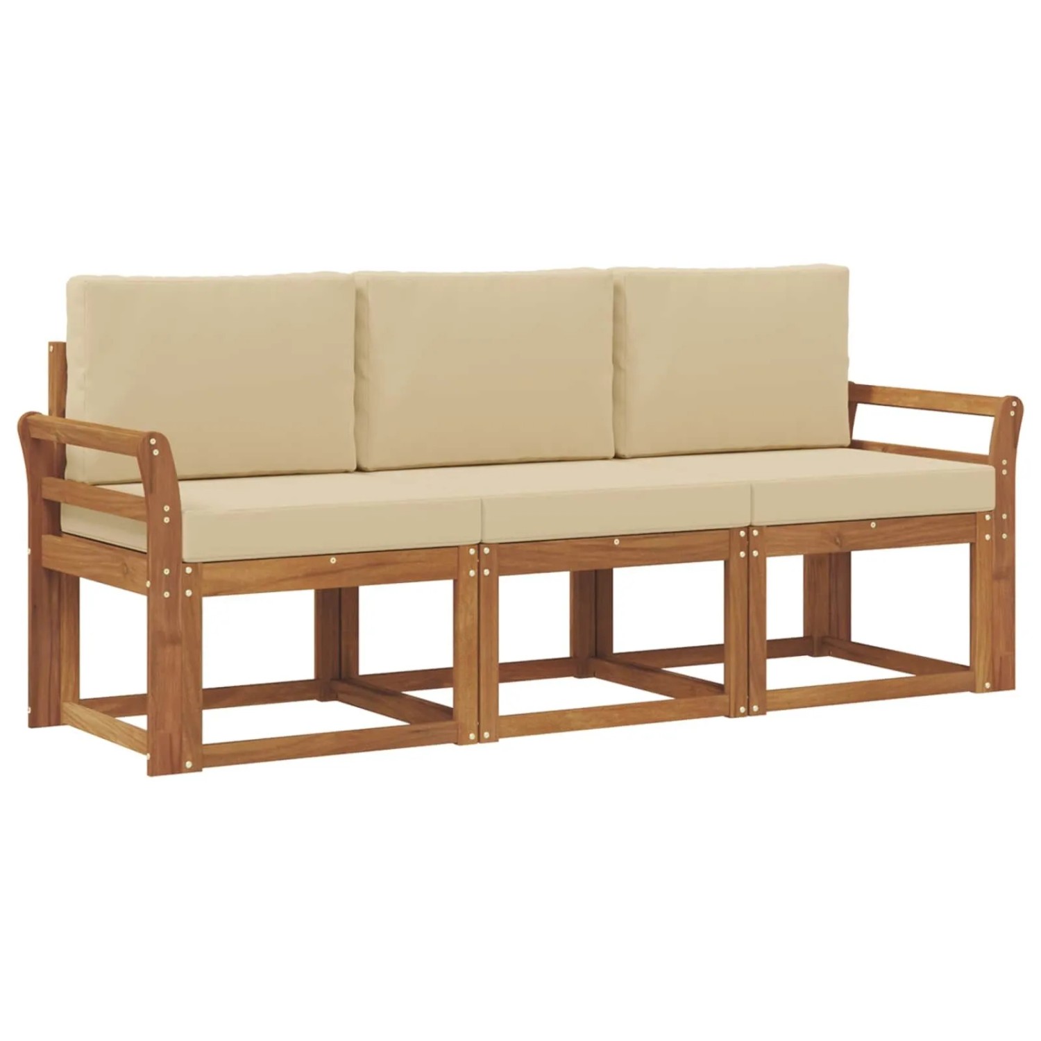 vidaXL Outdoor-Sofagarnitur mit Kissen 3 Stk Natur und Beige 3365941
