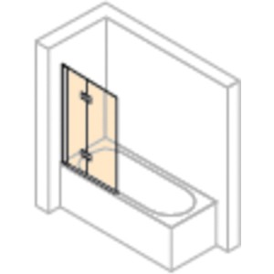 Hüppe Badewannen-Schwingfalttür Design Pure, 100x150 cm, Silber Matt, auf Badewanne montiert.