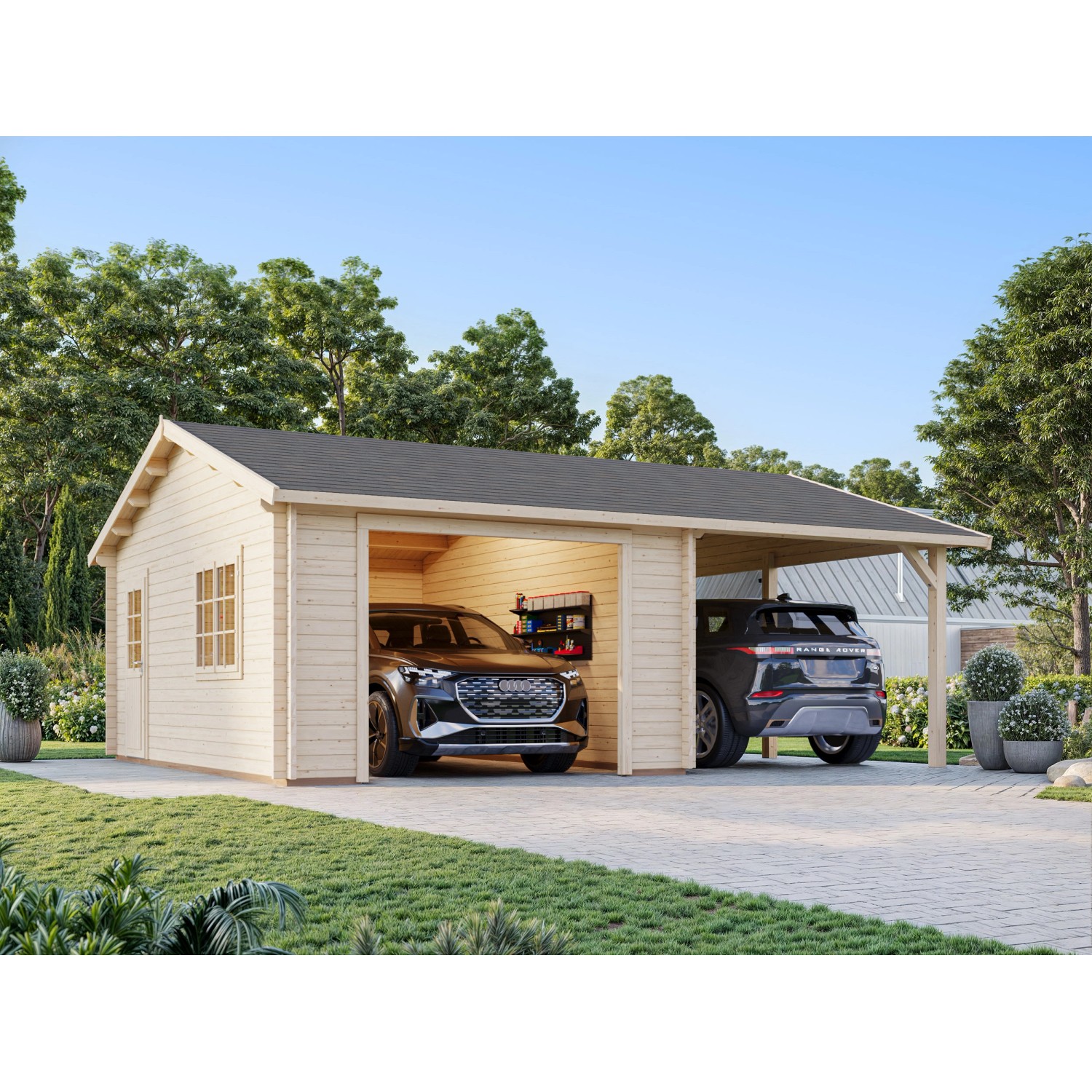 Palmako Garage Roger ohne Tor 653 x 550 cm Naturbelassen FSC® günstig online kaufen