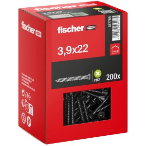 Fischer Schnellbauschrauben FSN-TPG 3,9x22 mm, 200 Stück im Karton. Holzschrauben für schnelle Verarbeitung.