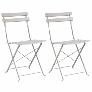 vidaXL Garten Klappstuhl 2 Stk Beige 42 x 46 x 82cm Stahl 42002959