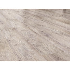 Laminatboden Comfort Eiche Natur, 7 mm stark, mit Holzstruktur und Maserung.