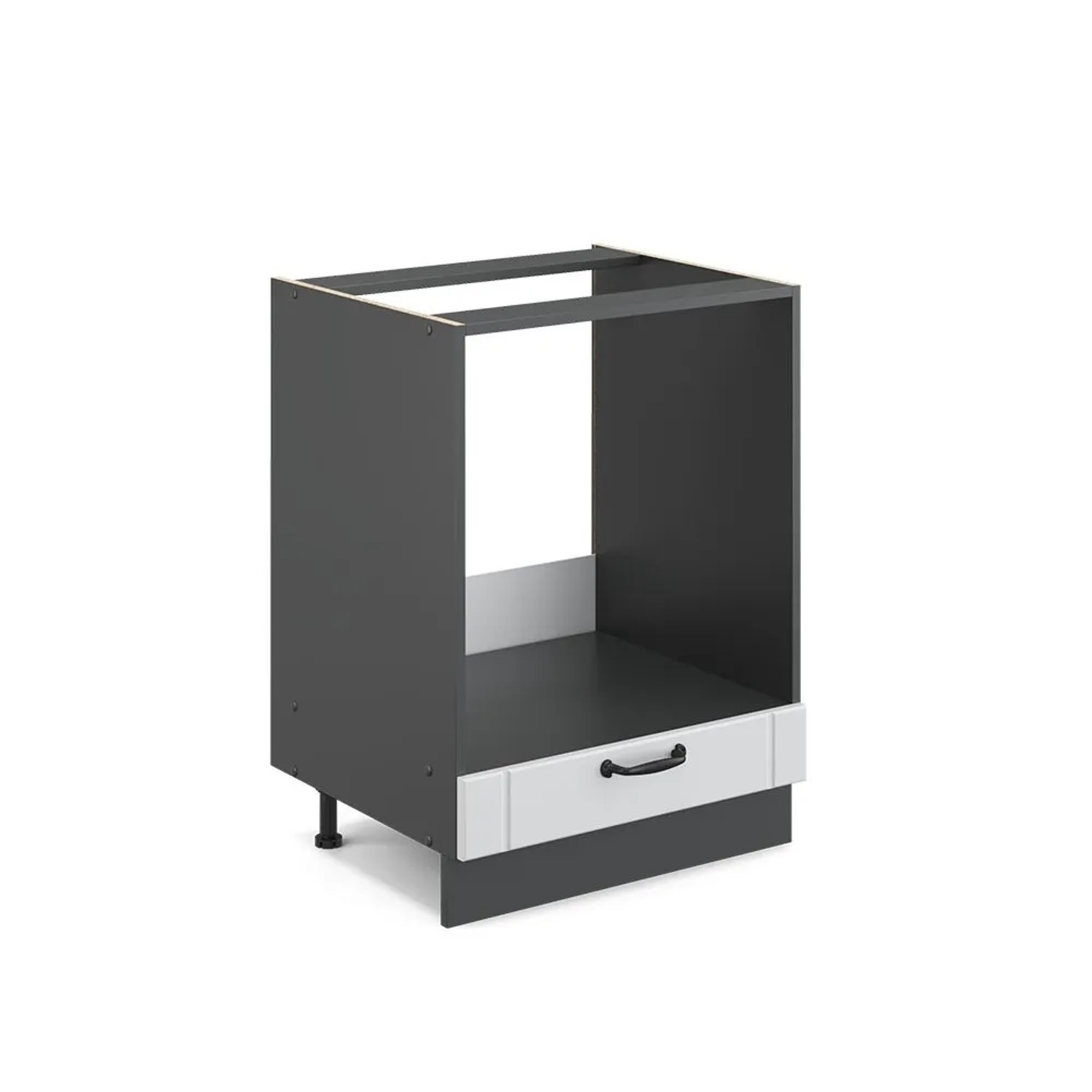 Vicco Herdumbauschrank Fame-Line Weiß Landhaus Anthrazit 60 cm ohne Arbeitsplatte