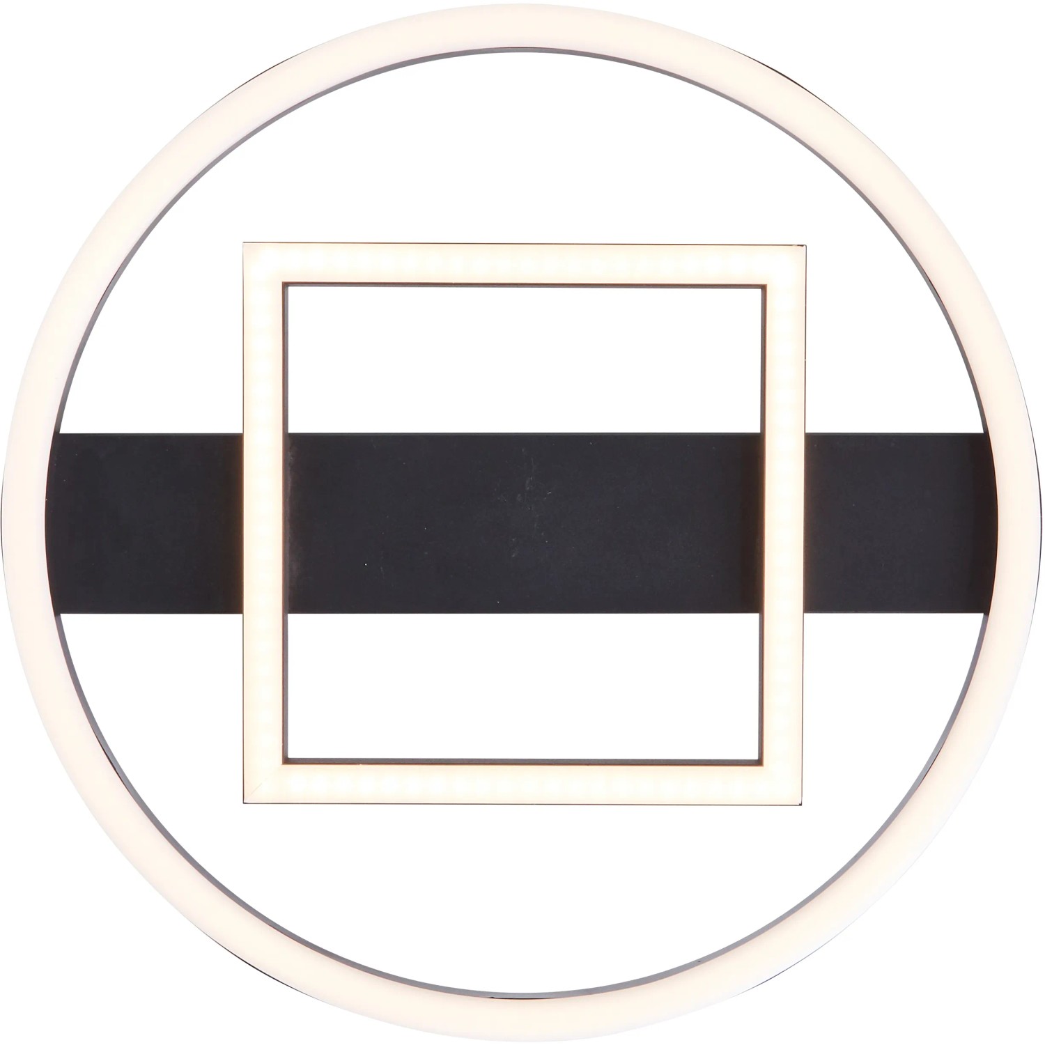 Moderne, schwarze LED-Deckenleuchte Maureen, 37 cm, mit runder und eckiger Form.