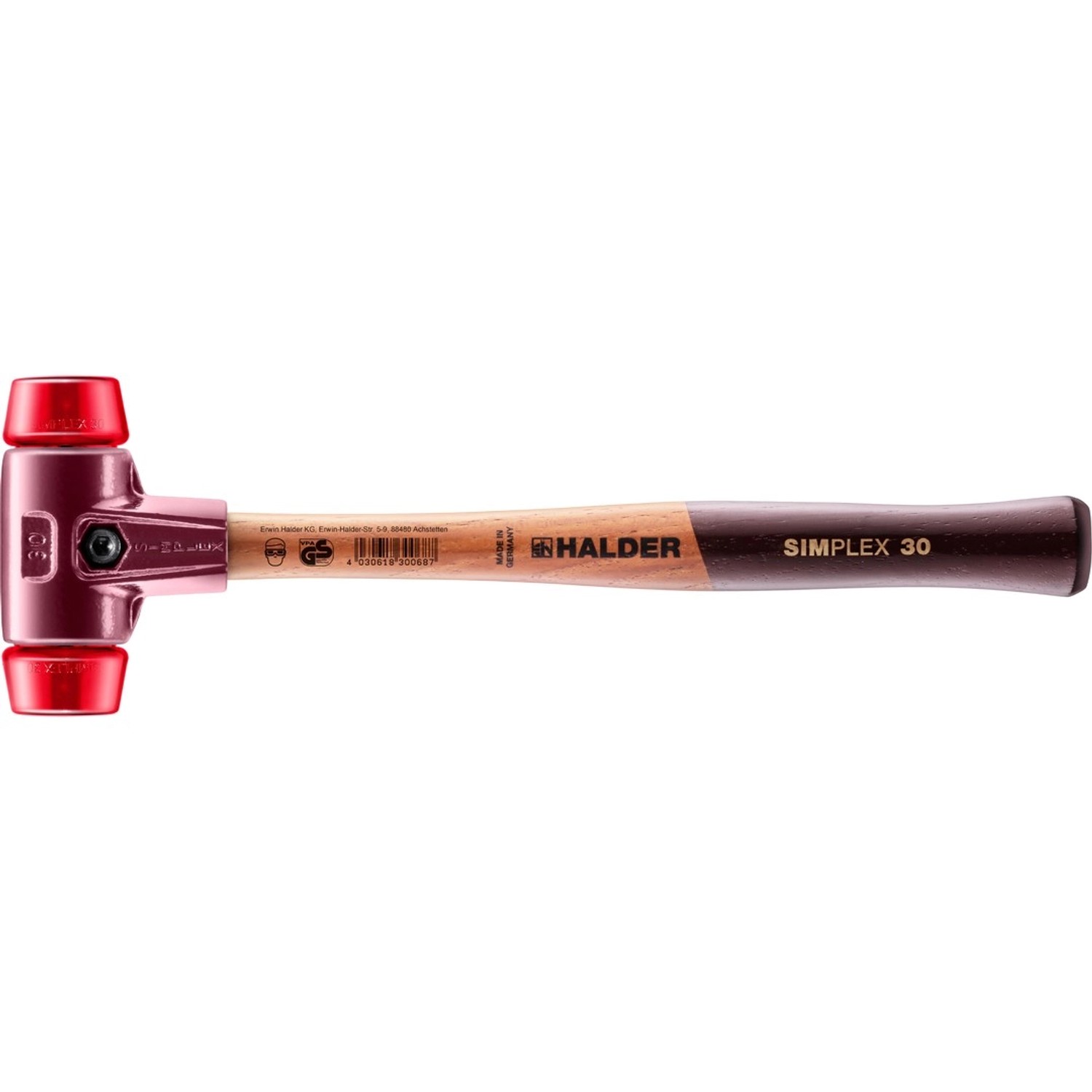 Halder Simplex Schonhammer Ø 30 mm Plastik Rot mit Tempergussgehäuse günstig online kaufen