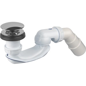 Ablaufgarnitur für freistehende Badewannen, Ø 50 mm, weiß mit Chrom-Verschluss.