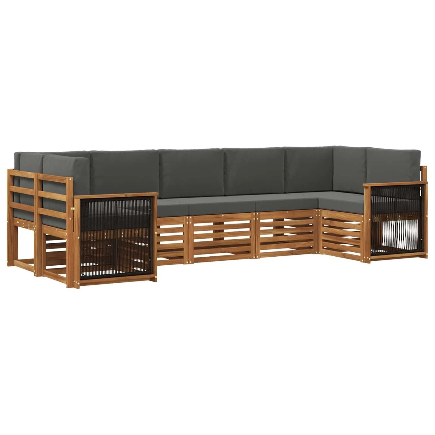 vidaXL Ecksofa Set mit Kissen 6 Stk Natur und Anthrazit 3384803