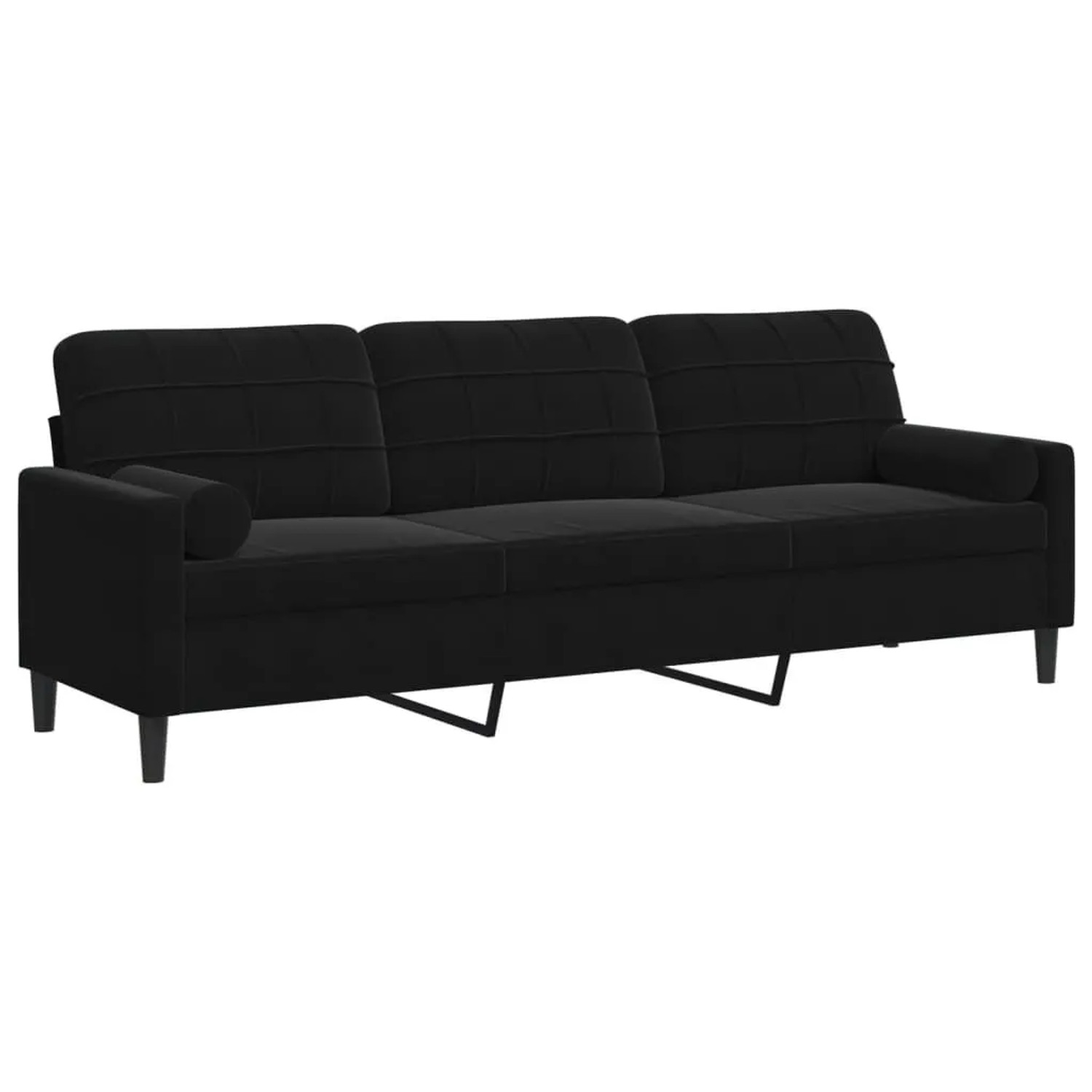 vidaXL Sofa 3-Sitzer mit Zierkissen Schwarz 210 cm Samt 3278244