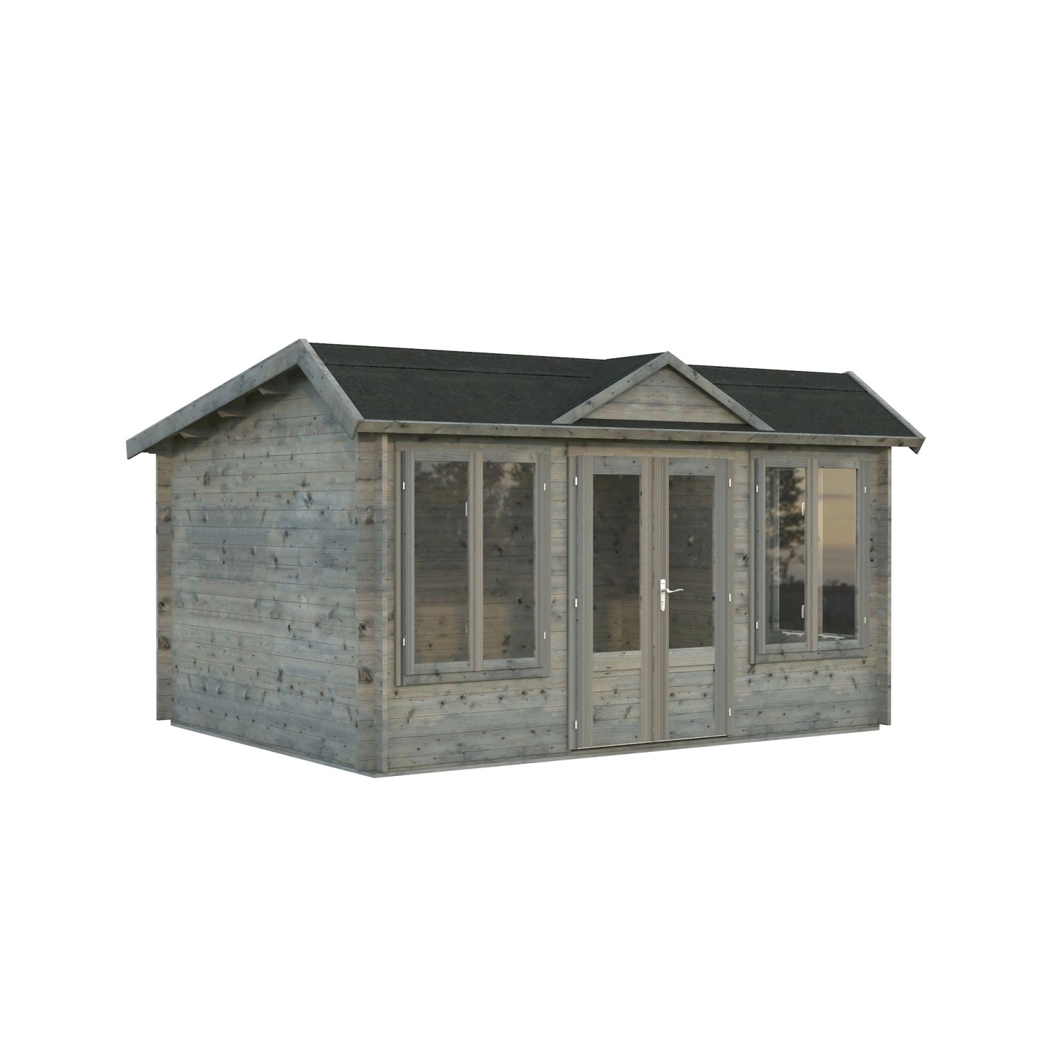 Graues Palmako Gartenhaus Claudia Pent mit Fenster und Doppeltür