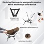 Montageanleitung für den Costway Campingstuhl: Rahmen aufklappen, Stützbeine und Sitz befestigen. Einfacher Aufbau.