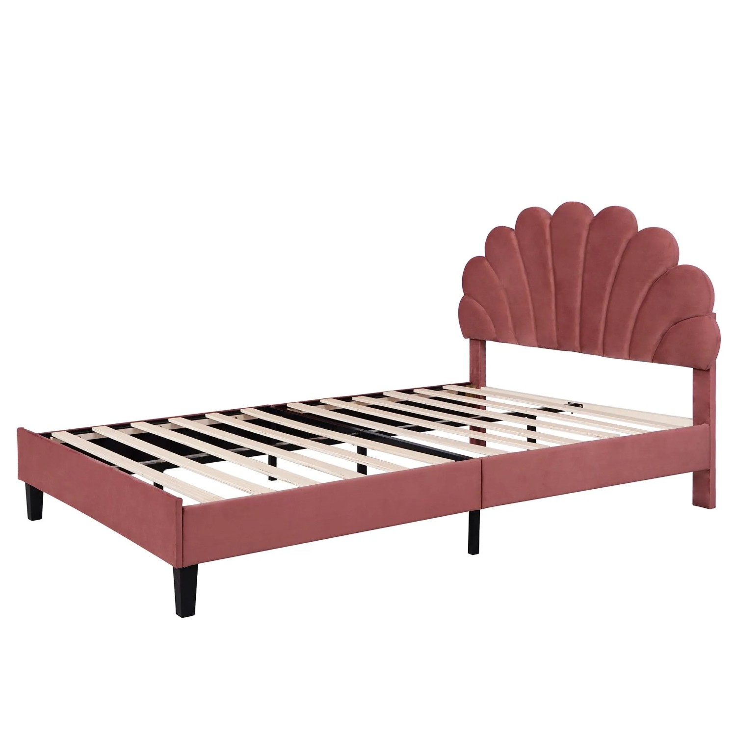 okwish Polsterbett 140×200 Kinderbett mit Kopfteil in Blumenform und Lattenrost ohne Matratze