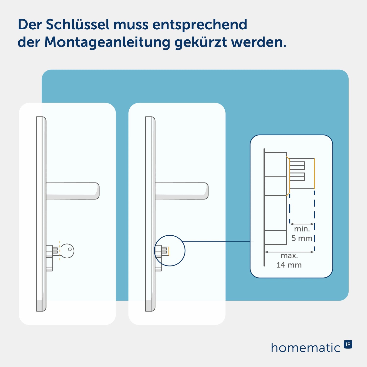 Anleitung: Schlüssel kürzen für Homematic IP Türschlossantrieb. Schlüsselbart 5-14mm für einfache Montage.