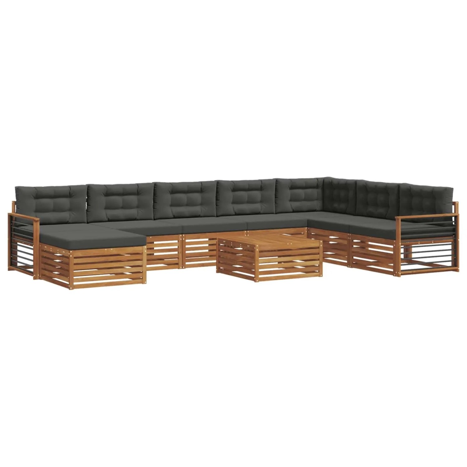 vidaXL Sofagarnituren 9 Tlg Natur und Anthrazit Massivholz Akazie 3373992