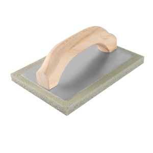 STAHLWERK Reibebrett 210x140mm mit Holzgriff und Hydroschwamm, geeignet für Putz- und Spachtelarbeiten.