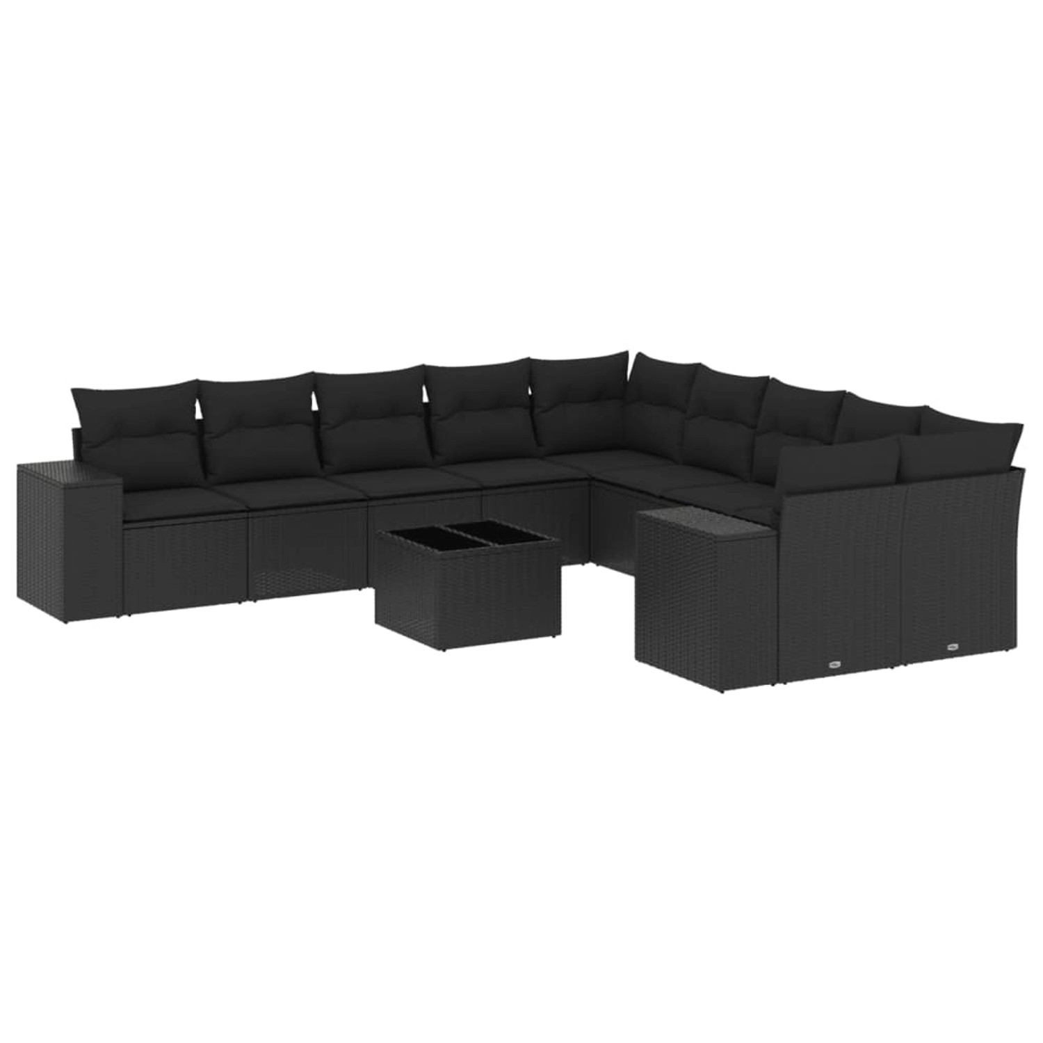 vidaXL 11-Tlg Garten-Sofagarnitur mit Kissen Schwarz Poly Rattan 3223114 günstig online kaufen