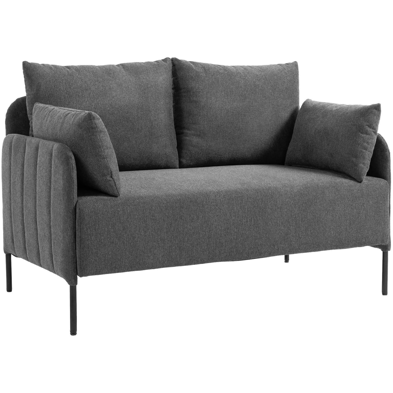 DELUKE Couch BERND 2-Sitzer Stoff 131x79x79cm Stoff Dunkelgrau Sofa Loungesofa für Wohnzimmer Schlafzimmer Leseecke