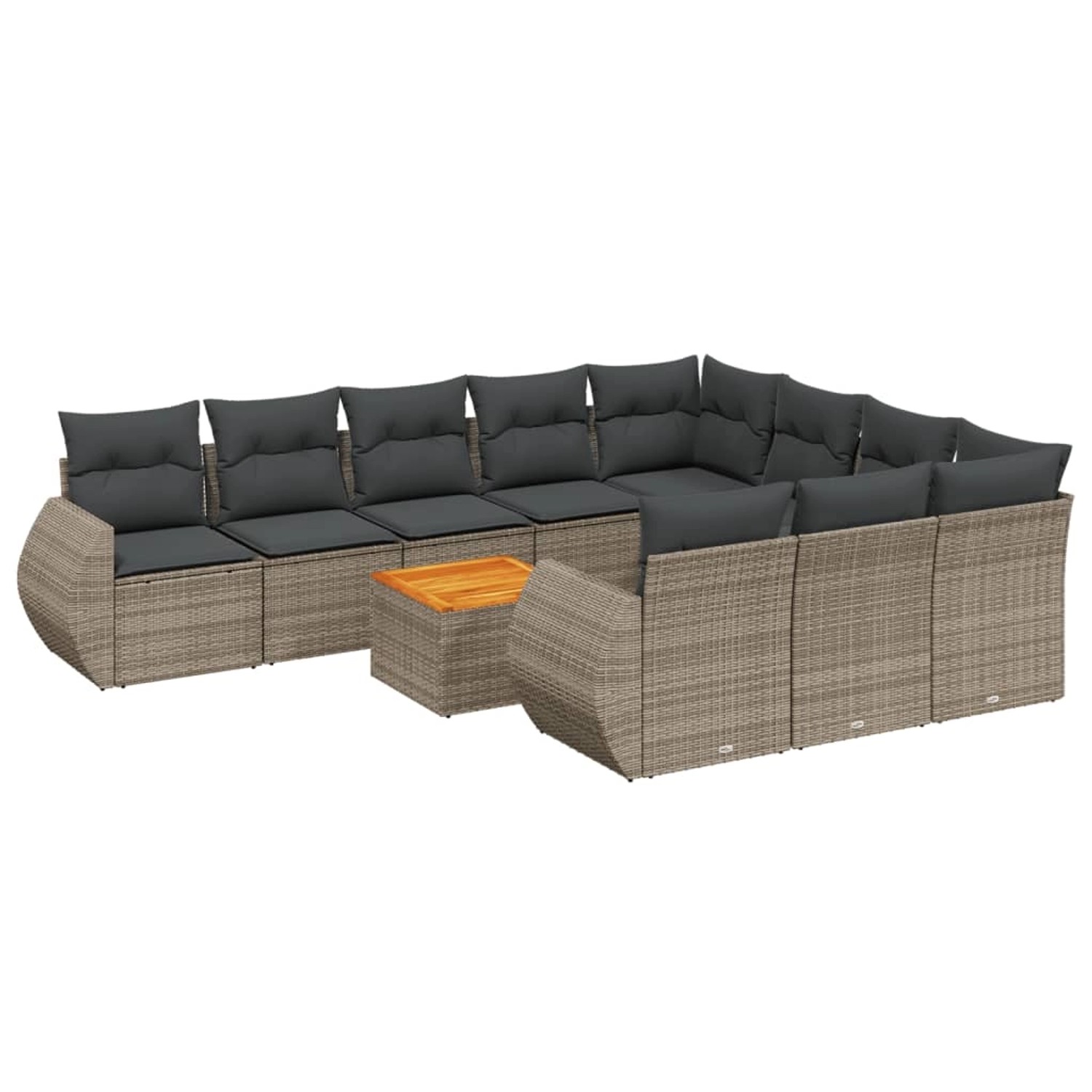 vidaXL 11-Tlg Garten-Sofagarnitur mit Kissen Grau Poly Rattan 3225185 günstig online kaufen