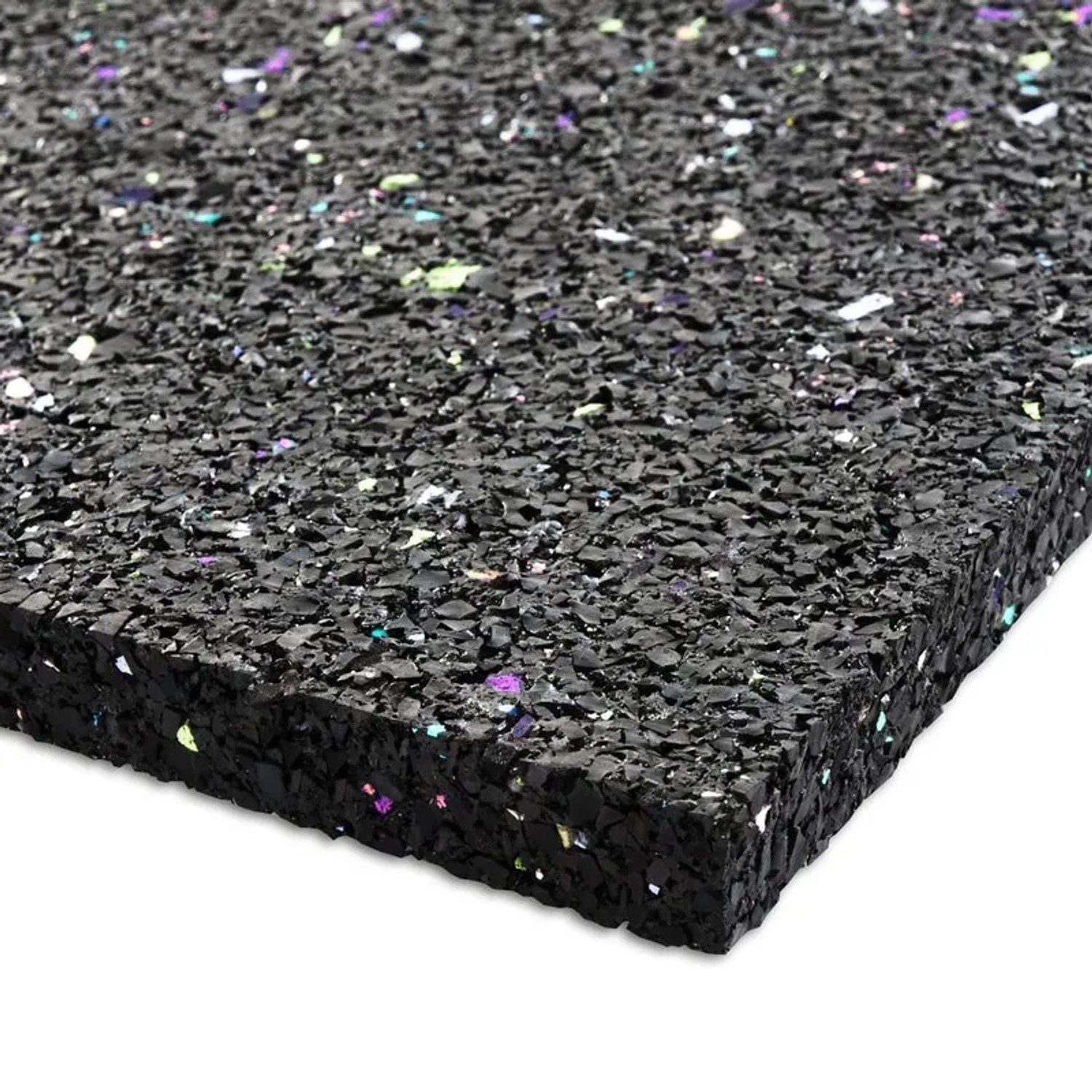 Schwarze KARAT Antivibrationsmatte/Schallschutzmatte (1cm stark) aus Gummigranulat.