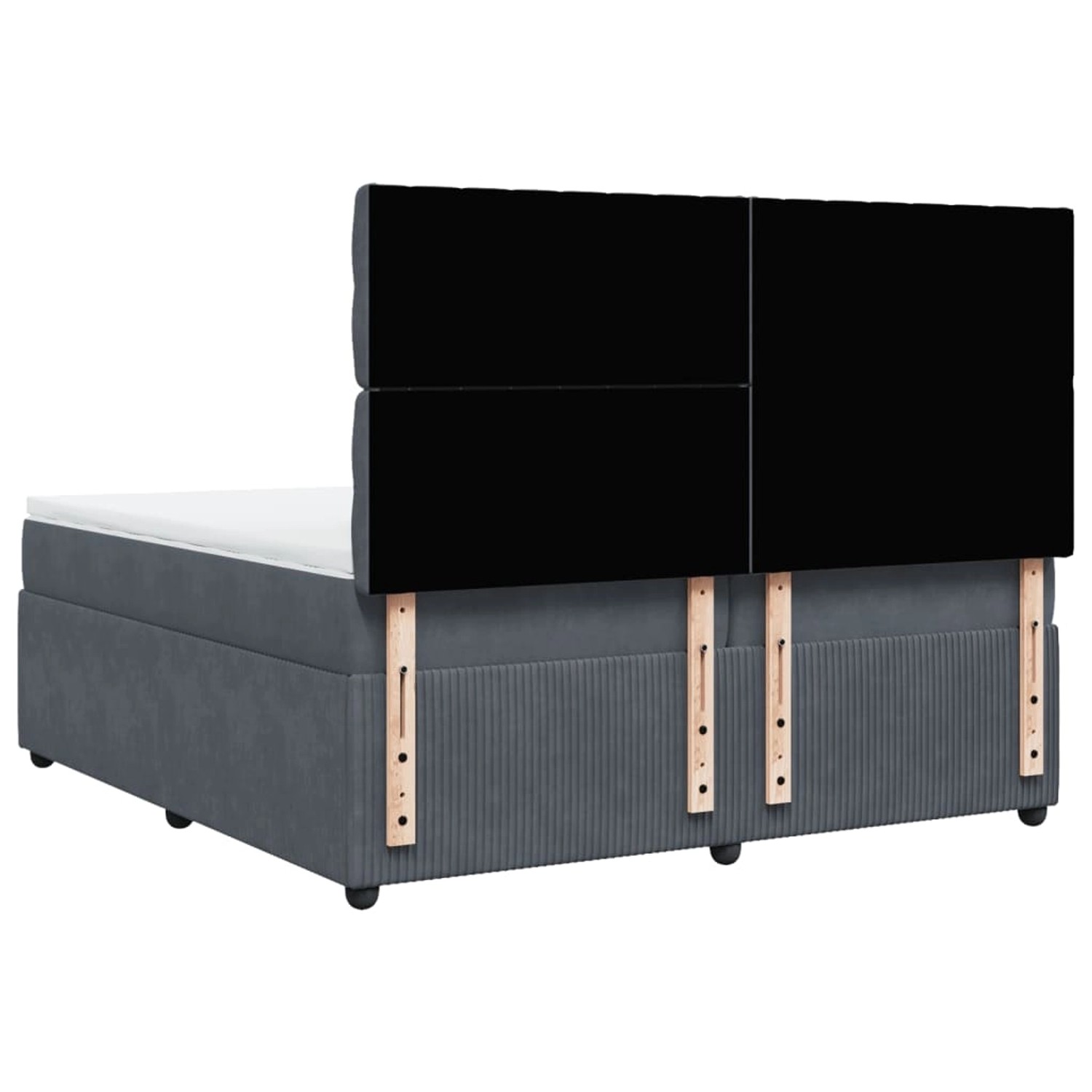 Dunkelgraues vidaXL Boxspringbett 200x200 cm mit Samtbezug und Matratze.