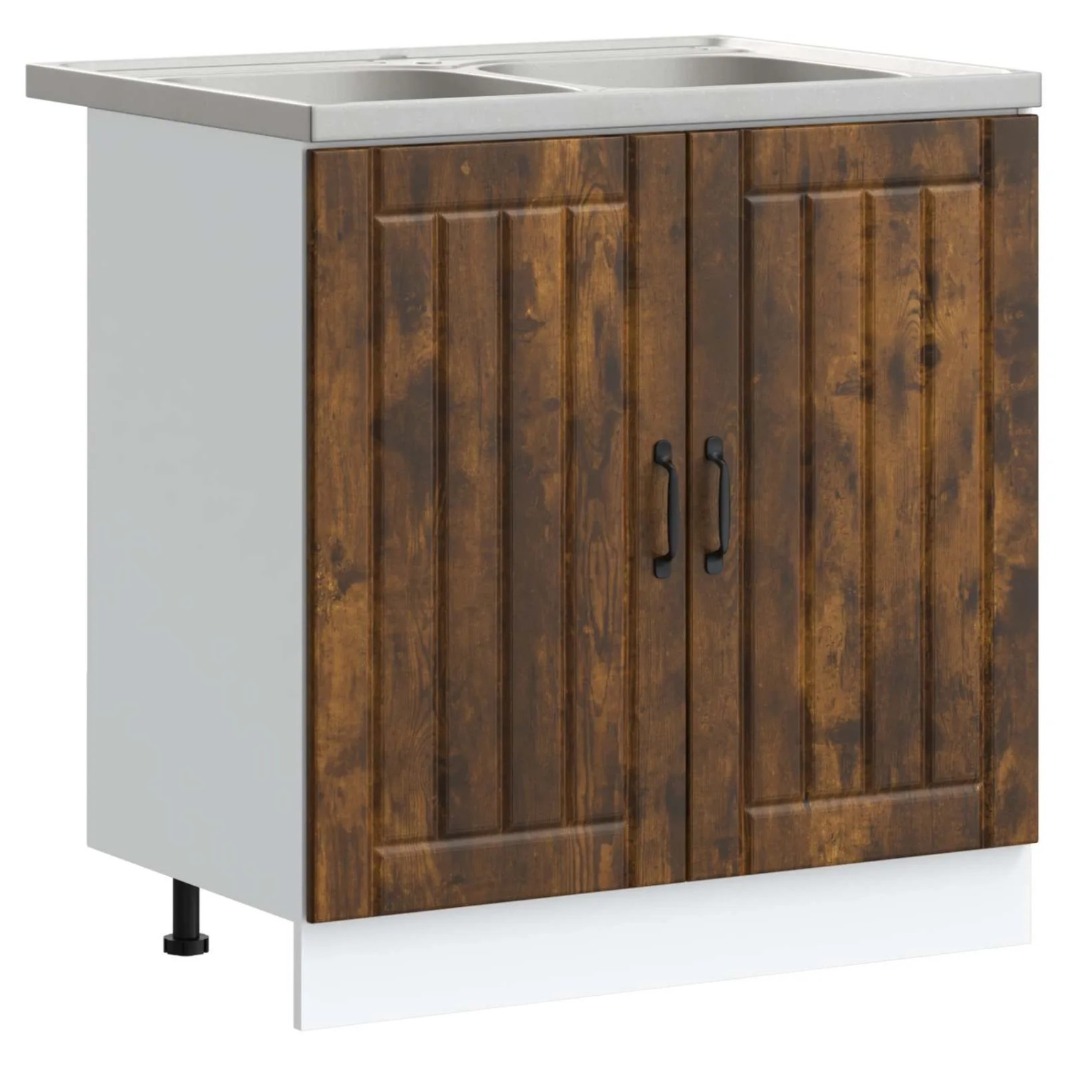 vidaXL Waschbecken-Unterschrank mit Tür Lucca 2 Stk Geräucherte Eiche 3315016