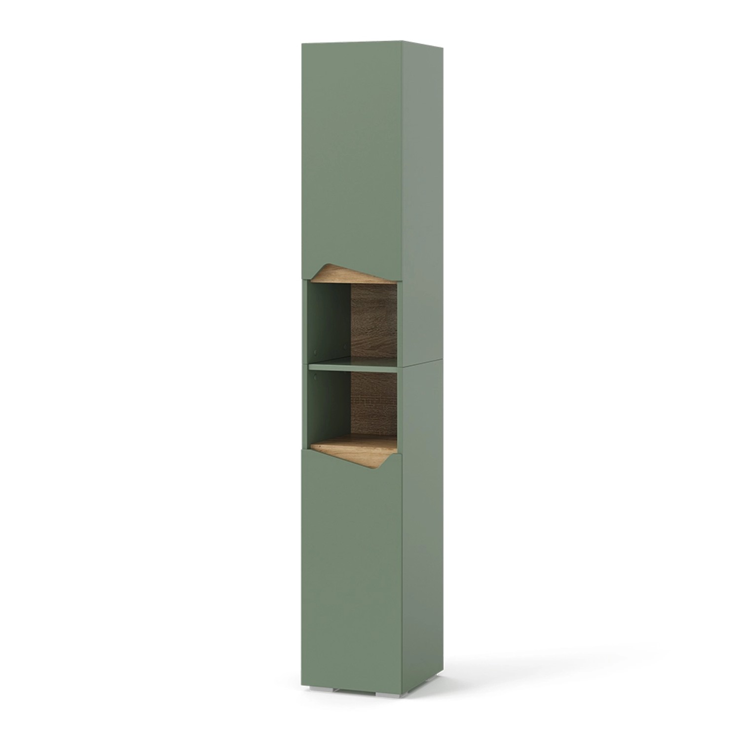 Vicco Badschrank Marelle Grün/Artisan 30 x 180 cm mit Türen und Offenen Fächern