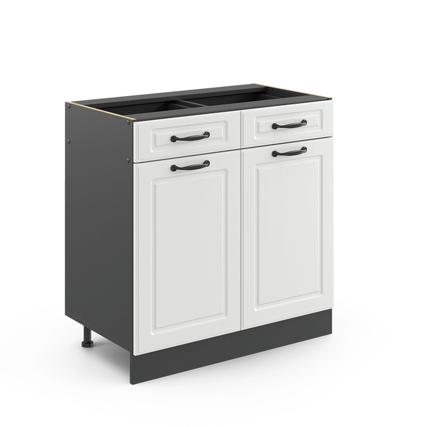 Vicco Küchenunterschrank R-Line Weiß Landhaus/Anthrazit 80 cm ohne Arbeitsplatte