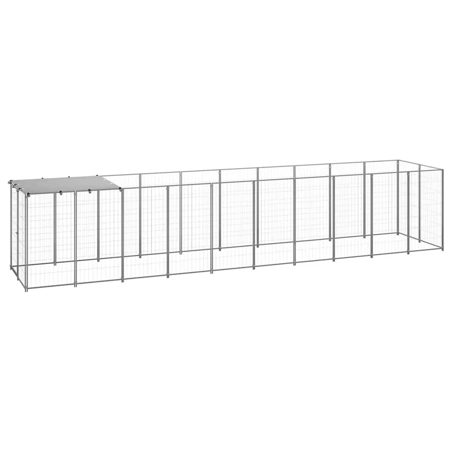 vidaXL Hundezwinger Silbern 6,05 m² Stahl 3082204