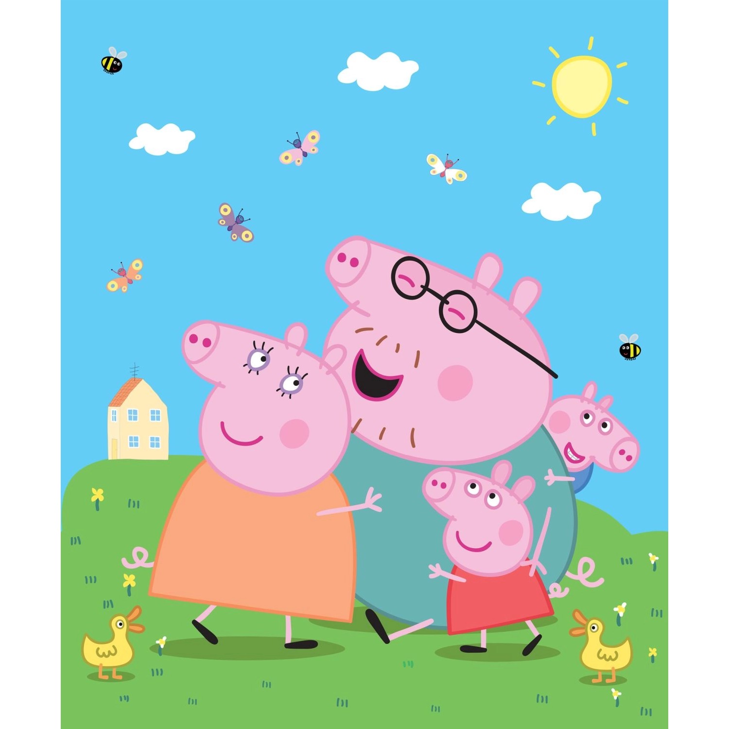 Sanders & Sanders Fototapete Peppa Wutz Grün Blau und Rosa 2,25 x 2,7 m 601 günstig online kaufen