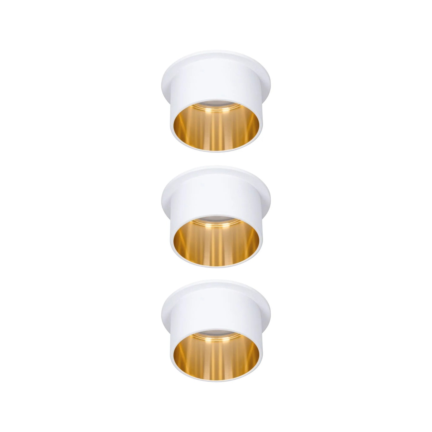 LED Einbauleuchten-Set Gil Coin, 3er, weiß matt/gold, dimmbar. Strahler für Deckenmontage.