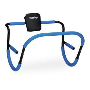 Relaxdays Bauchtrainer AB Roller Stahl PE Blau Schwarz Rutschfest 68,5 cm x 69 cm x 65 cm 2,9 kg