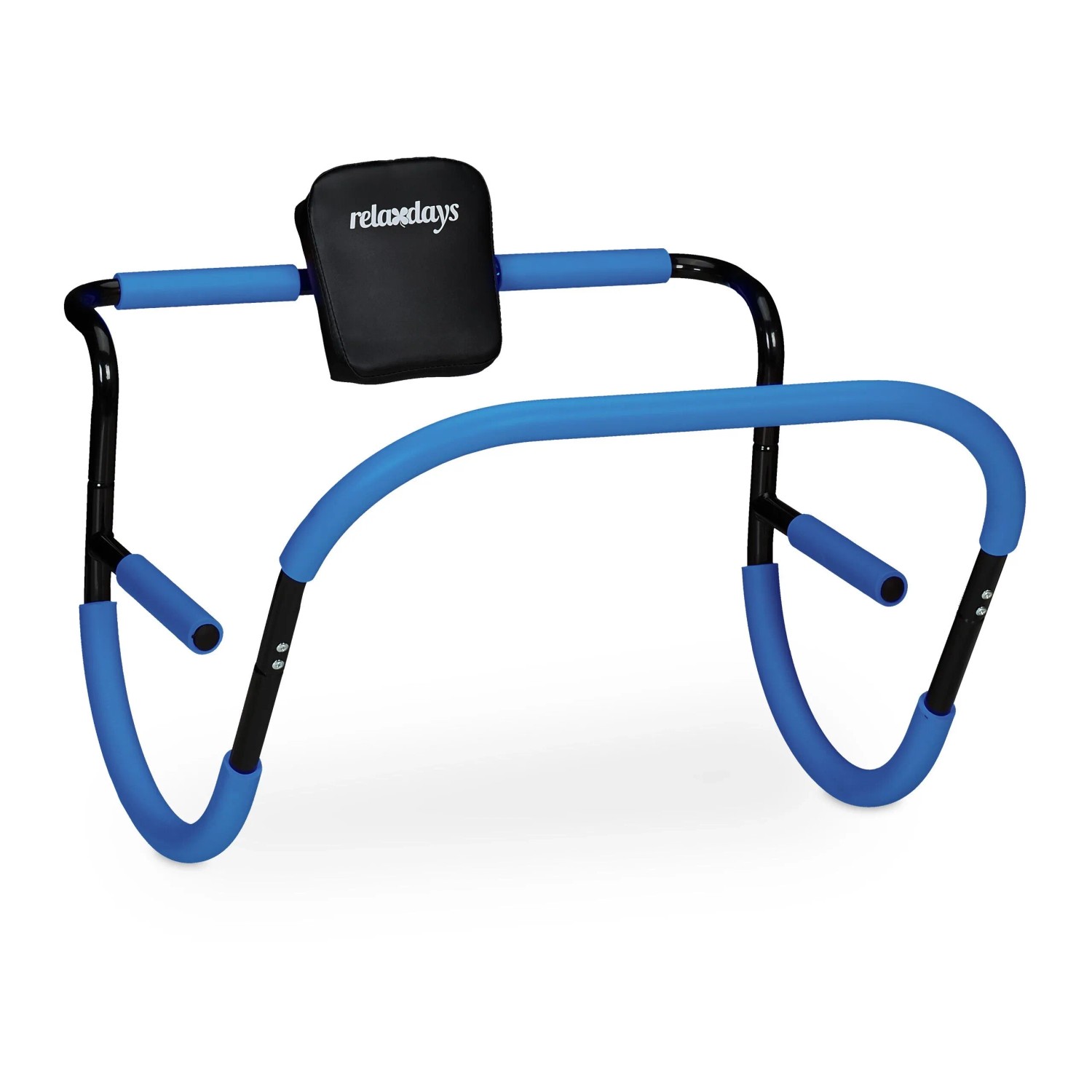 Relaxdays Bauchtrainer AB Roller Stahl PE Blau Schwarz Rutschfest 68,5 cm x 69 cm x 65 cm 2,9 kg