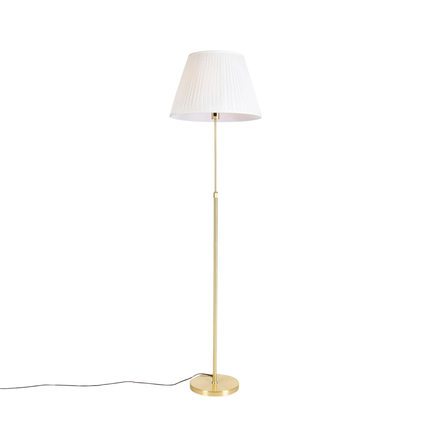 QAZQA Stehleuchte Gold   Messing mit Plissiertem Schirm Creme 45 cm Parte