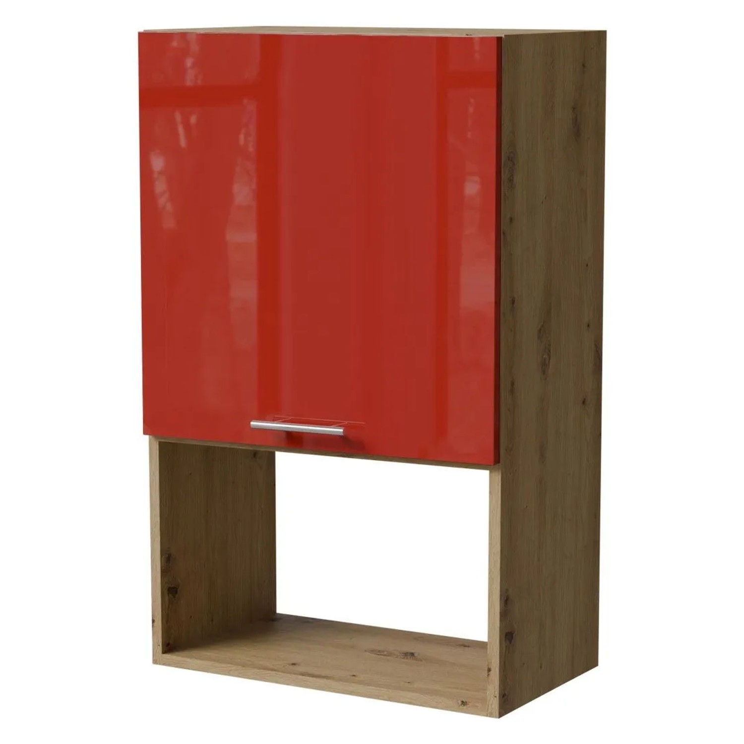 Feldmann-Wohnen Mikrowellenumbauschrank Brerra W4MK/60 Eiche Artisan / RAL 3002 karminrot Hochglanz 60 / 32,5 / 96cm