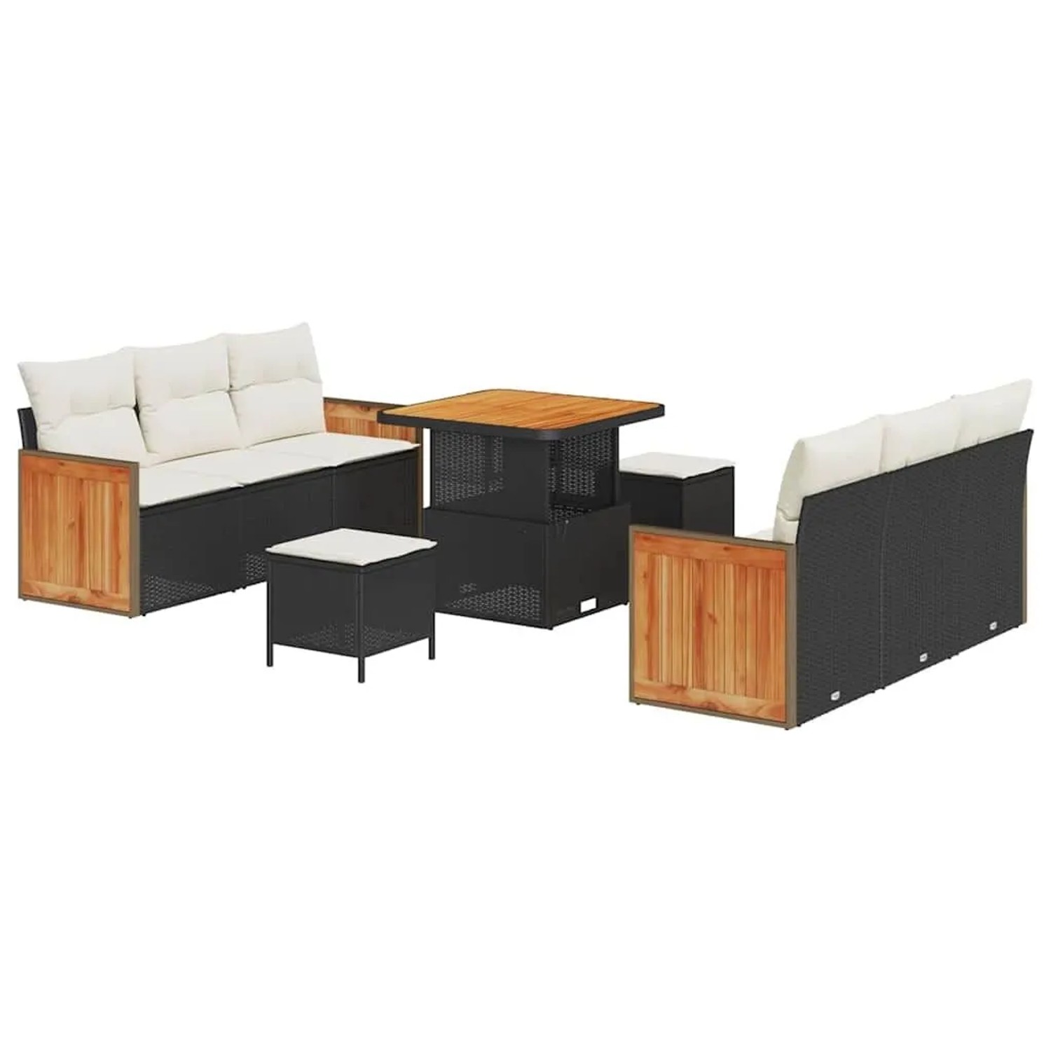 vidaXL Gartensofa-Set mit Kissen 11 Stk Schwarz und Creme Poly-Rattan 33652 günstig online kaufen