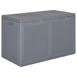 Graue furnicato Gartenbox aus PP Rattan mit 180L Fassungsvermögen.