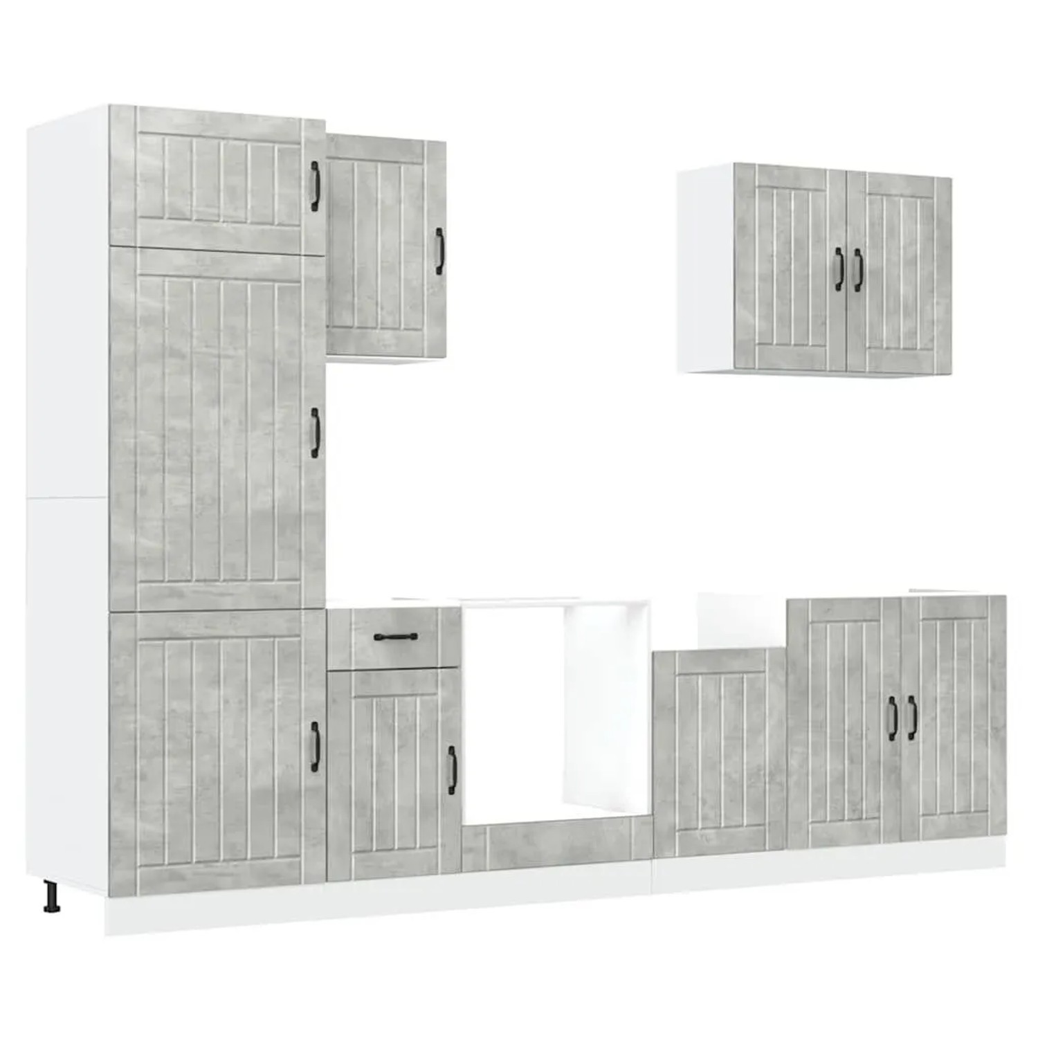 vidaXL 7 Tlg Küchenschrank-Set Lucca Betongrau Holzwerkstoff 3314775