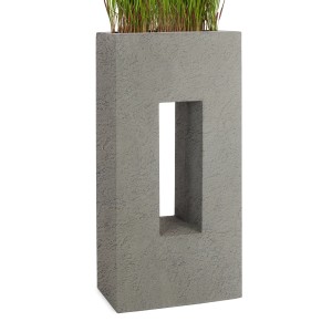 Grauer Pflanzwerk Vista Premium Pflanzkübel Hochbeet, 92 cm, mit Aussparung.