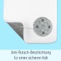 Detailaufnahme Sanilo Badteppich Granit: Rutschfeste Unterseite für sicheren Halt.