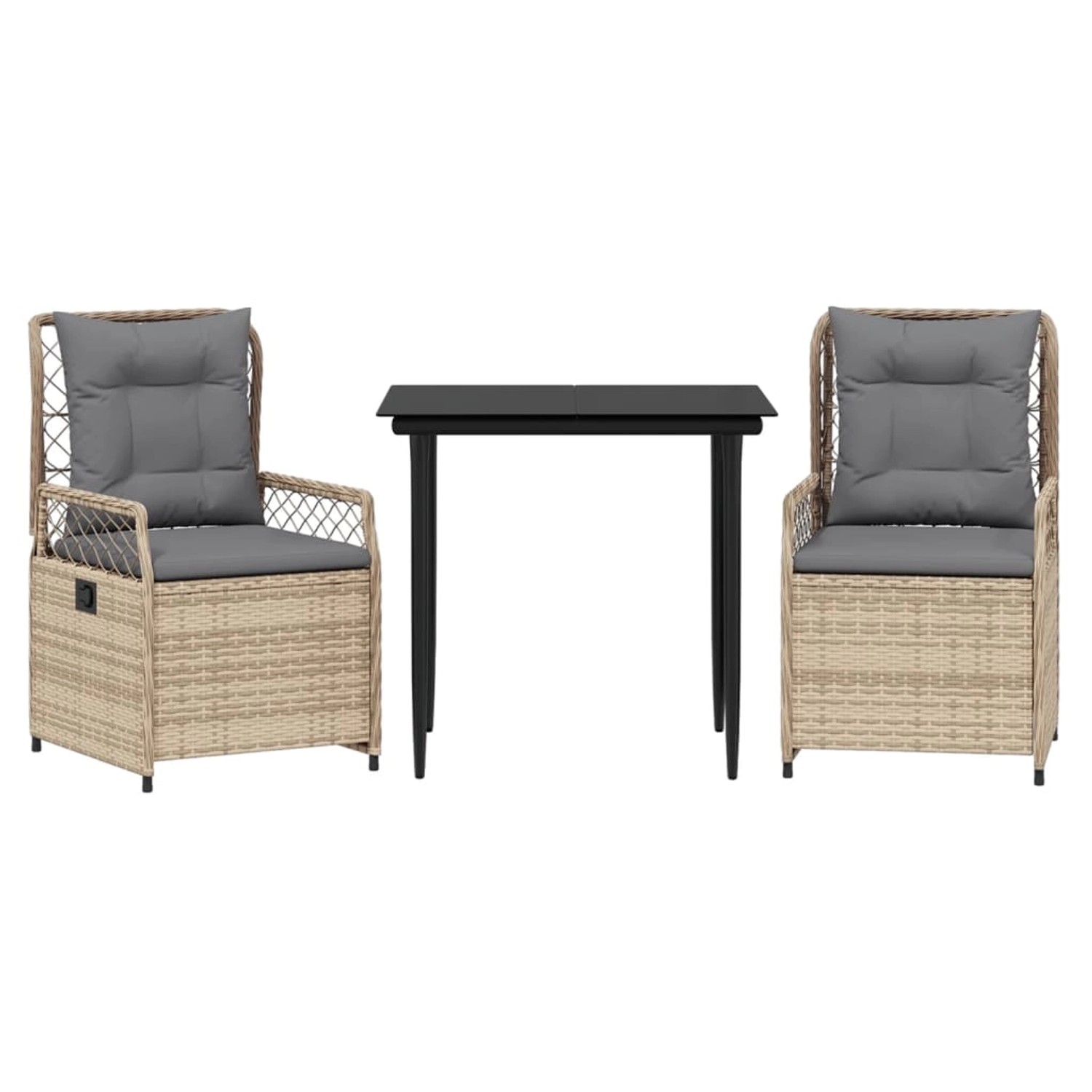 vidaXL 3-Tlg Garten-Essgruppe mit Kissen Beige Poly Rattan 3262999 günstig online kaufen