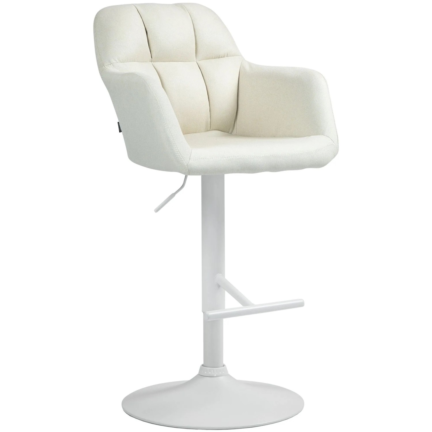DELUKE Barhocker TUBEL Stoff Creme 57x59x97cm Weiß Barstuhl Höhenverstellbar Mit Lehne Drehbar Tresenhocker Tresenstuhl