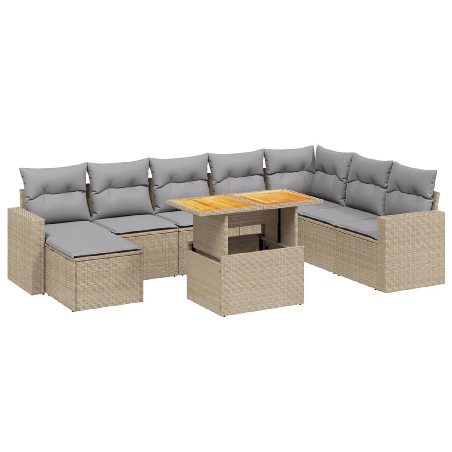 vidaXL 9-tlg Garten-Sofagarnitur mit Kissen Beige Poly Rattan Modell 278 günstig online kaufen