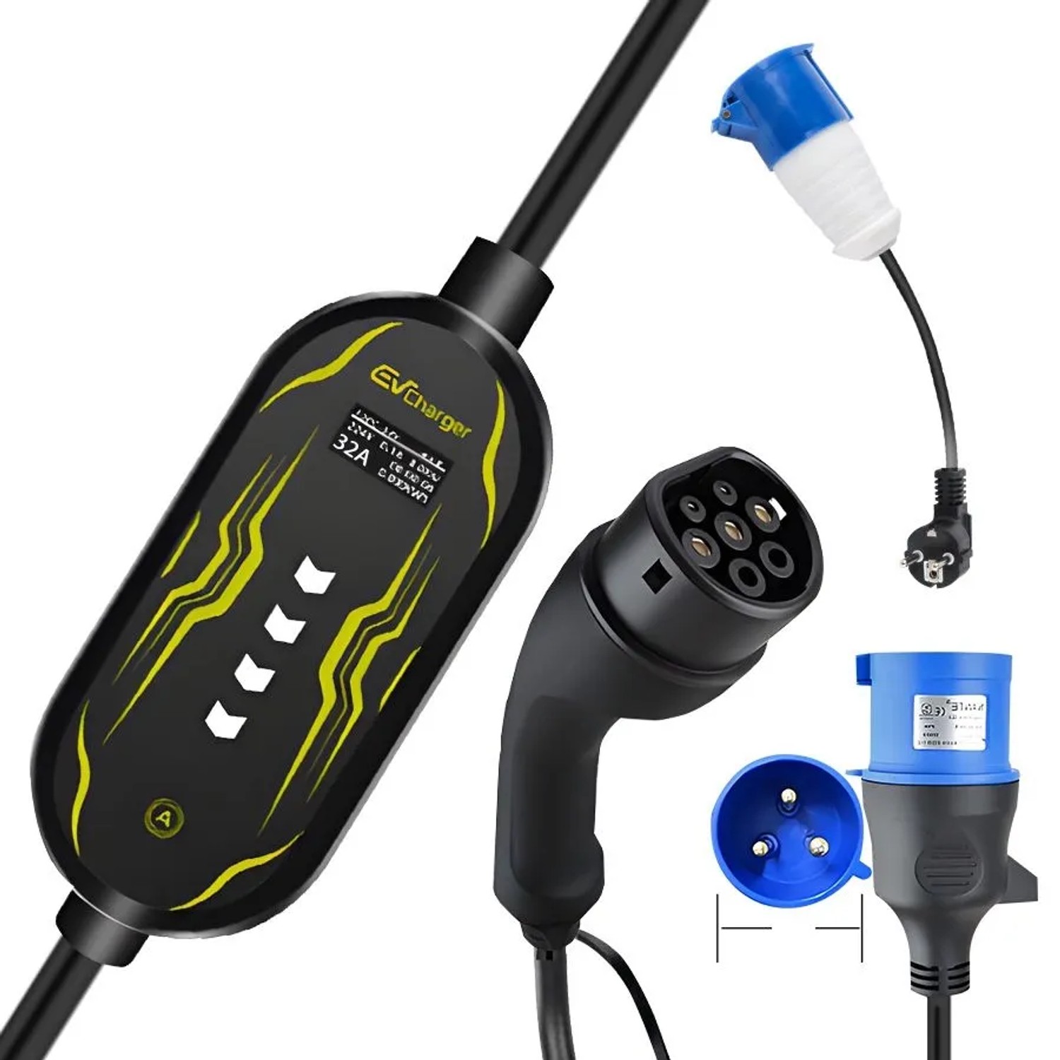 Junsun EV Ladegerät 7kw 5m Cable Smart App Type 2 1-phasig 6-32A Mit Adapter
