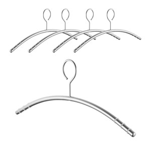 SOTECH 5er Set Design Kleiderbügel mit Antirutsch Ringen Edelstahl Massiv Gebürstet Ø12 mm x 433 mm Rundrohr mit Öse
