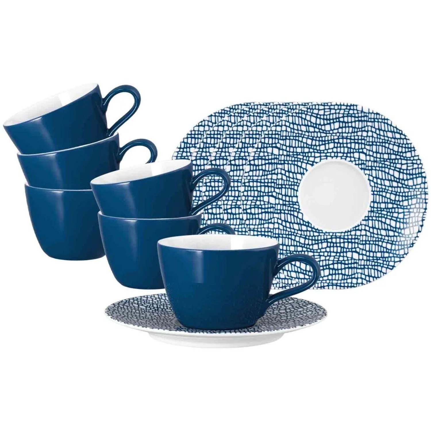 Seltmann Weiden Life Fashion Kaffeetasse mit Untertasse 6er Set Classic Blue